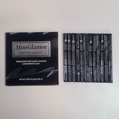 MooGlamor 12 Pack Black Gel Eyeliner Pencil Waterproof Retractable Eyeliner MooGlamor