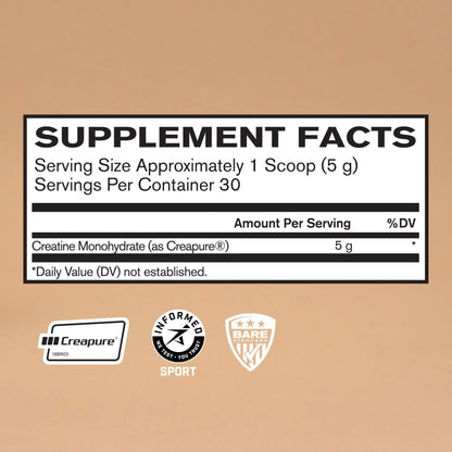 BARE PERFORMANCE NUTRITION, BPN Pure Creatine Monohydrate Powder by Creapure, 5g of Creatine per Serving, Supports Muscle Growth BARE PERFORMANCE NUTRITION
