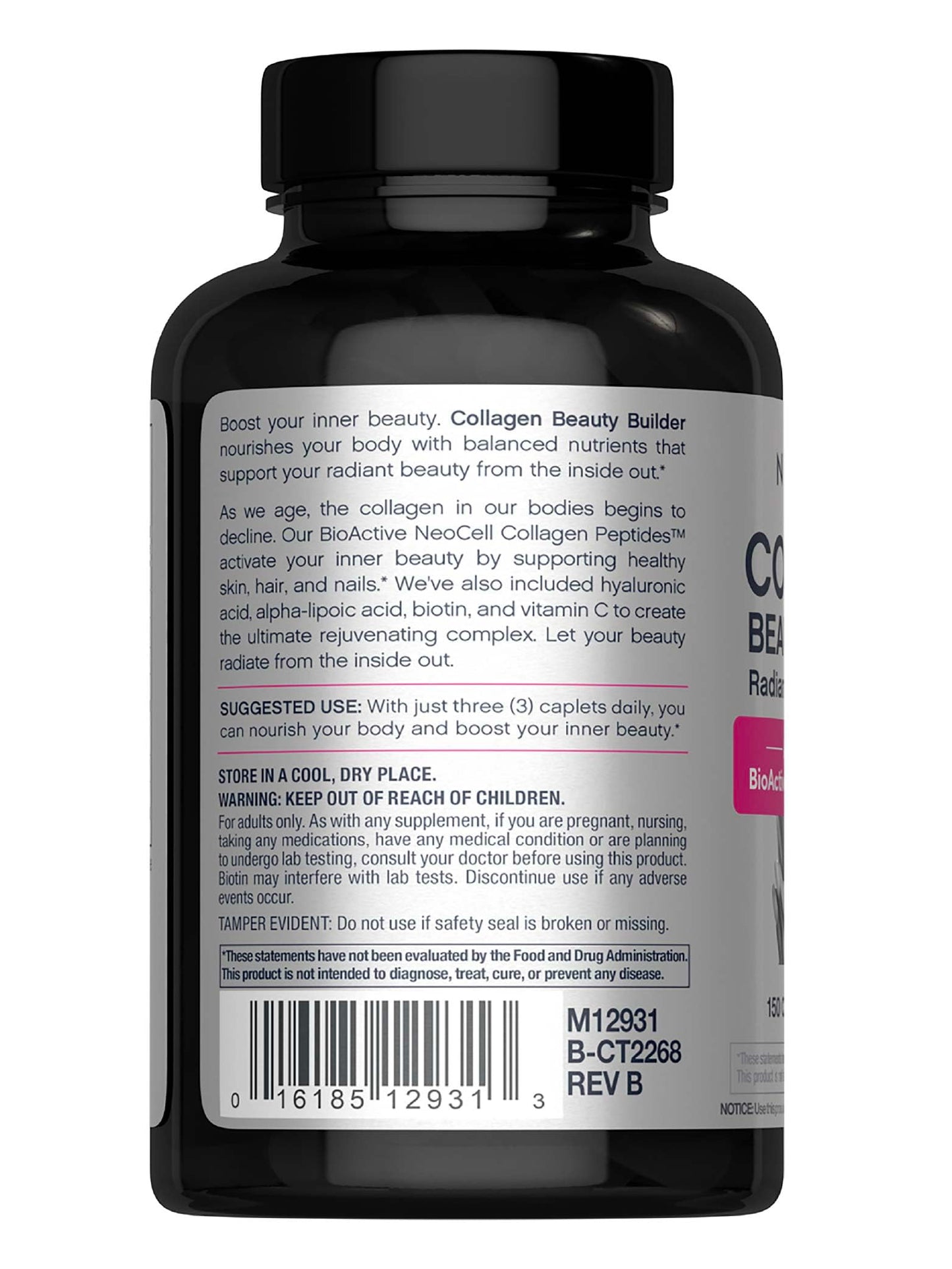 NeoCell Collagen Beauty Builder | 150 Caplets | Grass Fed BioActive Peptides | with Biotin and Hyaluronic Acid | Radiant Skin & Strong Nails Supplement NeoCell