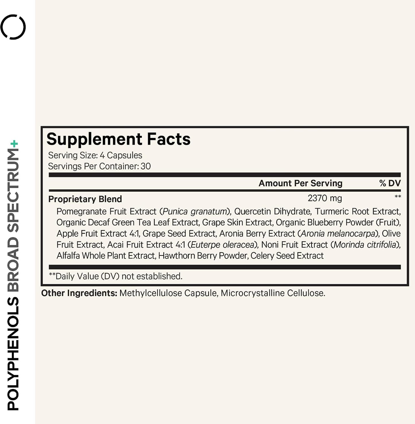 Codeage Polyphenols Broad Spectrum Supplement - Blend of 15 Berries, Fruits, and Botanical Extracts, Decaf Green Tea Leaf, Quercetin, Resveratrol, Pomegranate, Turmeric - Non-GMO - 120 Capsules