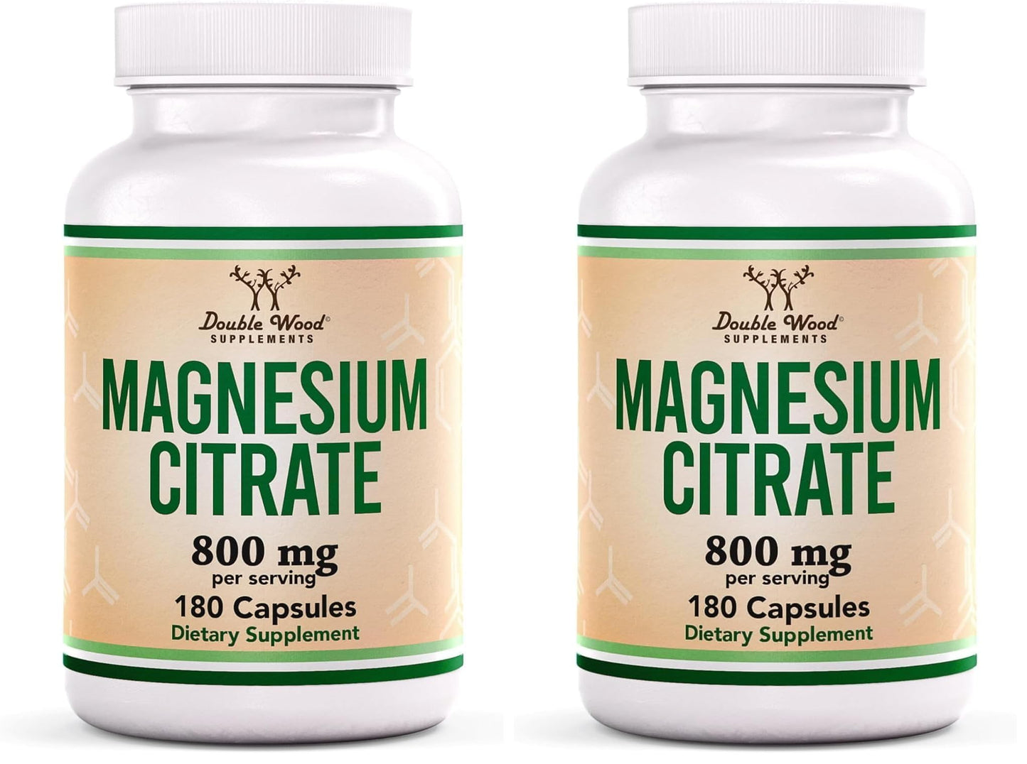 Magnesium Citrate 800mg, 180 Capsules, Digestion & Constipation Support, Vegan Safe, Non-GMO, Double Wood Supplements
