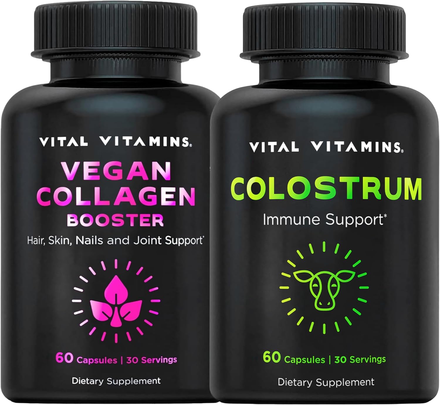 Vital Vitamins Vegan Collagen Booster Capsules + Colostrum Capsules Supplement Gsupps Australia