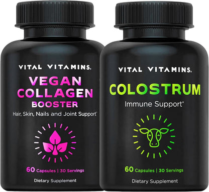 Vital Vitamins Vegan Collagen Booster Capsules + Colostrum Capsules Supplement Gsupps Australia