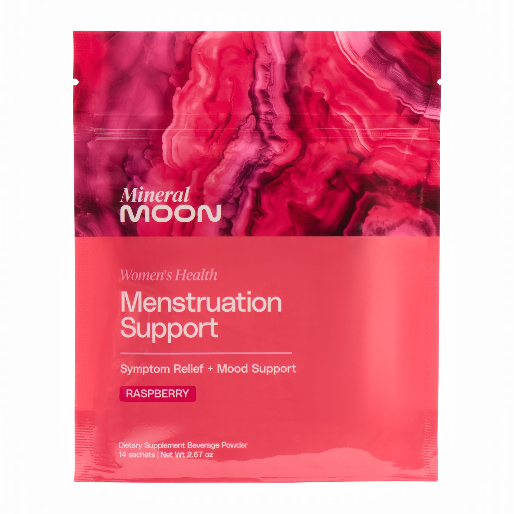 Mineral Moon Premium Menstruation Support - 14 Sachets Raspberry Drink - Hormonal Balance & PMS Support - Reduce Period Cramps, Fatigue & Nausea -with Magnesium Bisglycinate, BenfoPure B1 & Vitamin B6 Mineral Moon buy australia supplements