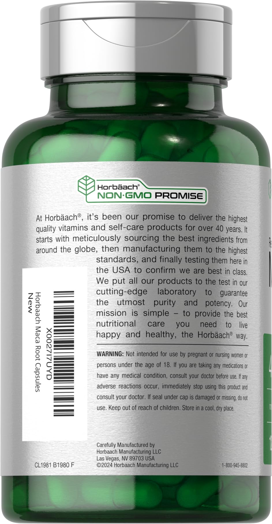 Horbäach Maca Root Capsules for Men and Women | 120 Pills | High Potency Extract | Non-GMO and Gluten Free Formula Horbäach