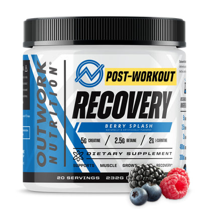 Outwork Nutrition Post Workout Recovery Powder - Creatine Monohydrate, KSM-66 Ashwagandha & Tart Cherry - Speeds Recovery, Eases Soreness - Creatine Powder for Men & Women, Orange Sherbet, 230 Gr