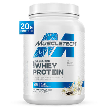 Muscletech Grass-Fed Whey Protein Powder (Deluxe Vanilla, 1.8 lb) - Smoothie & Milkshake Mix Supports Muscle Gain & Recovery - 20g Protein MuscleTech buy australia supplements