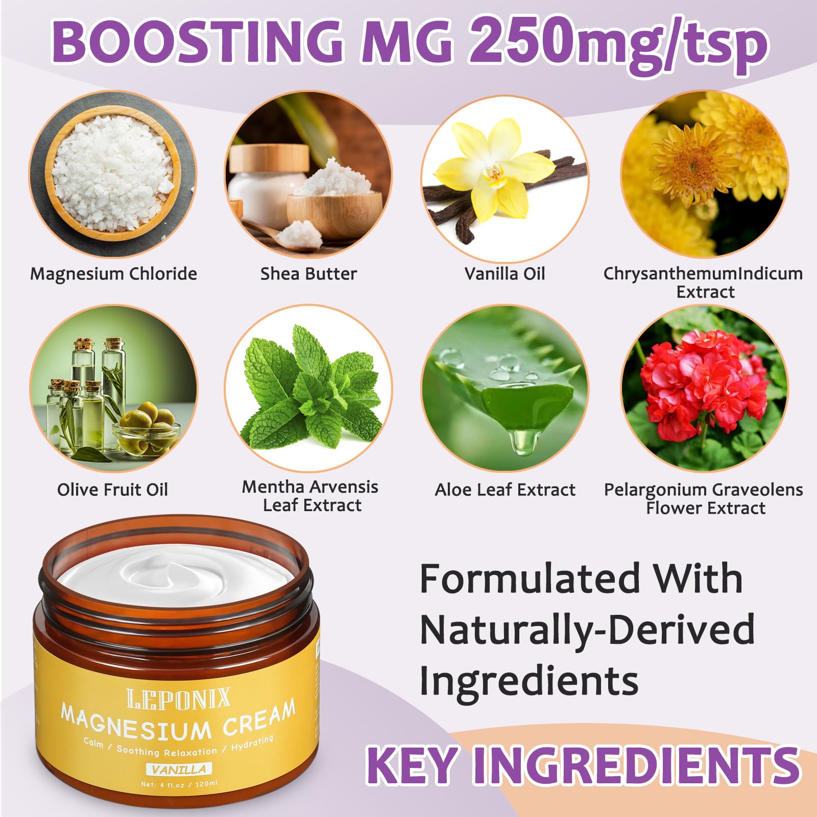 Magnesium Cream for Sleep & Muscle Recovery - Soothing Topical Magnesium Lotion for Leg Cramps, Joint Comfort, Pain Relief - Relaxing Magnesium Body Butter for Men Women Kids (120ml, Vanilla) LEPONIX buy australia supplements