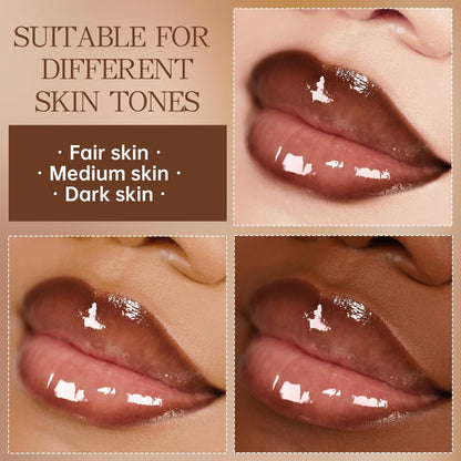 HOSAILY Natural Nude Lip Combo, Nourishing Lip Gloss&Brown Lip Liner Kit HOSAILY