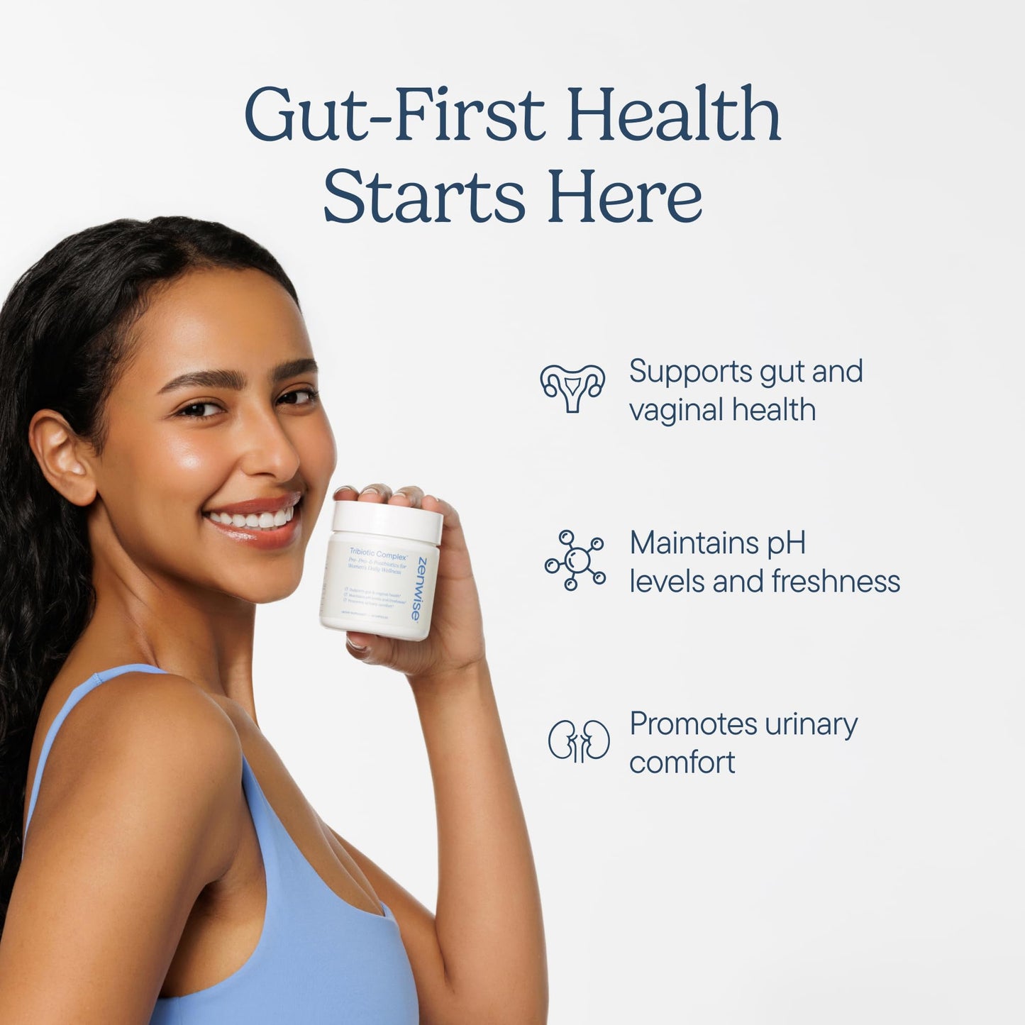 Zenwise Health Womens Triobiotic Complex Supplement for Digestive, Gut Flora & Vaginal Health - Daily Probiotics for Women with Digestive Supports Zenwise Health