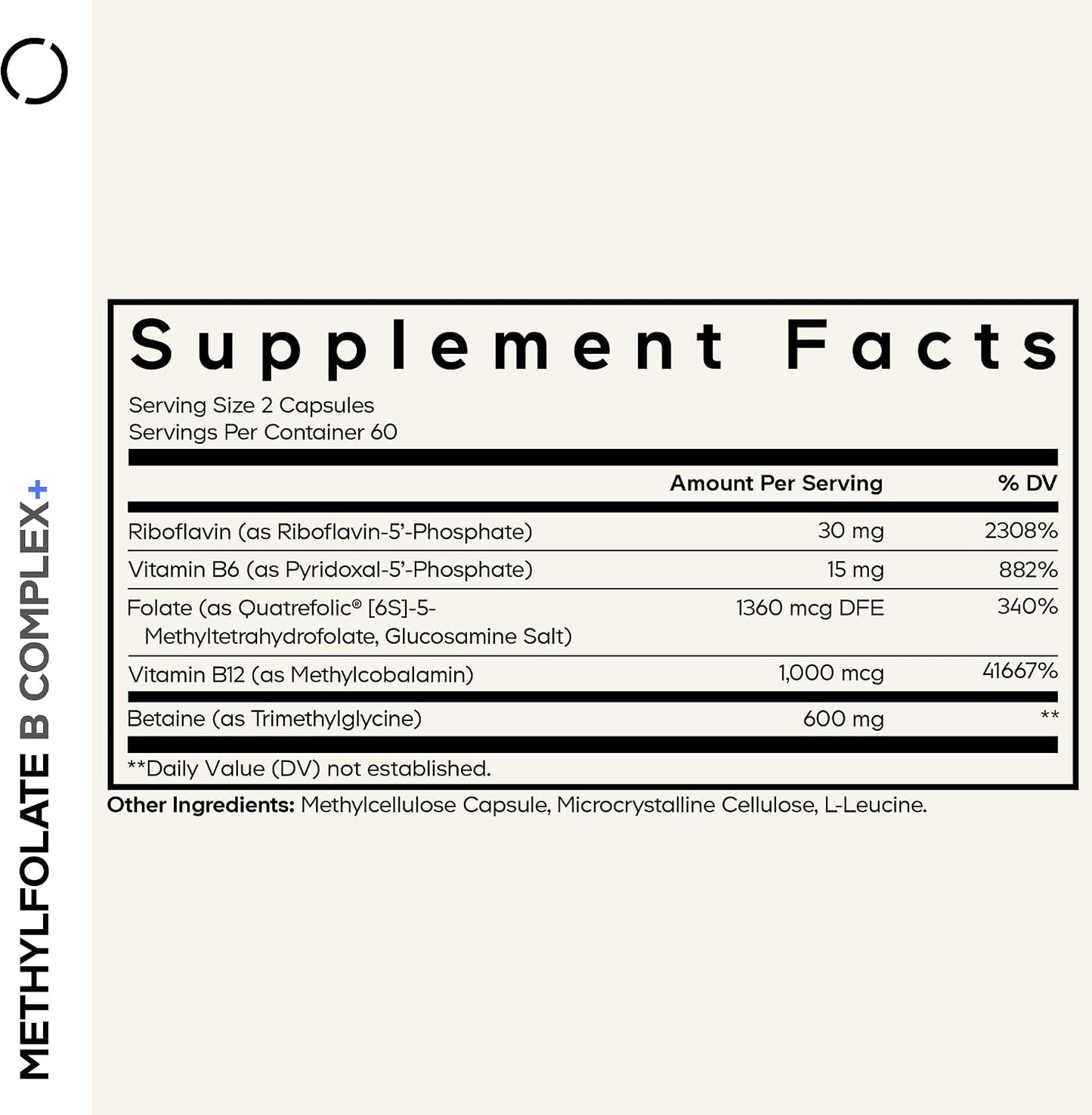 Codeage Methylfolate B Complex Supplements - 5 MTHF, Methylcobalamin 1000mcg Methylated Vitamin B12, Riboflavin, Betaine, Vitamins B6, Methylation Cycle MTHFR - 2 Months - 120 Capsules