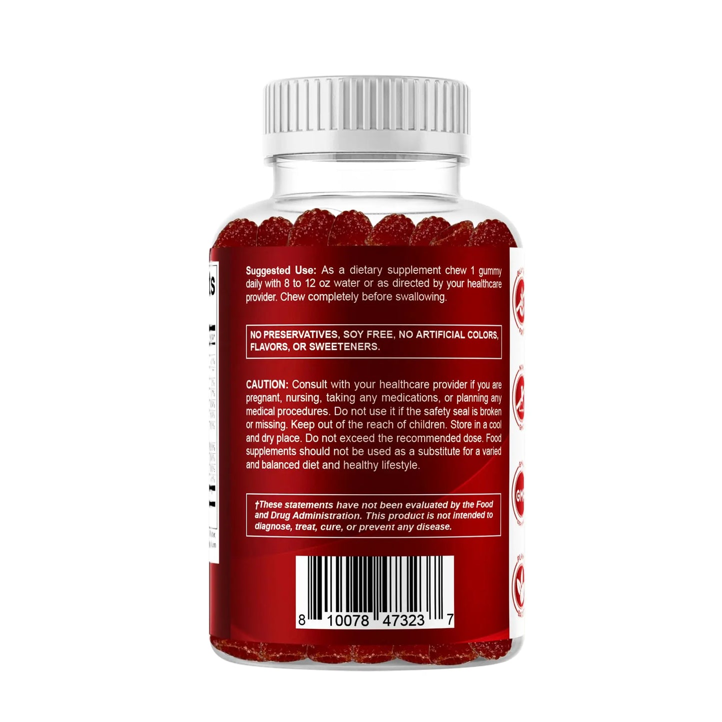 Vitamatic Vitamin B Complex Gummies with Vitamin C & Inositol - Natural Strawberry Flavor - 60 Gummies (1 Bottle) Vitamatic