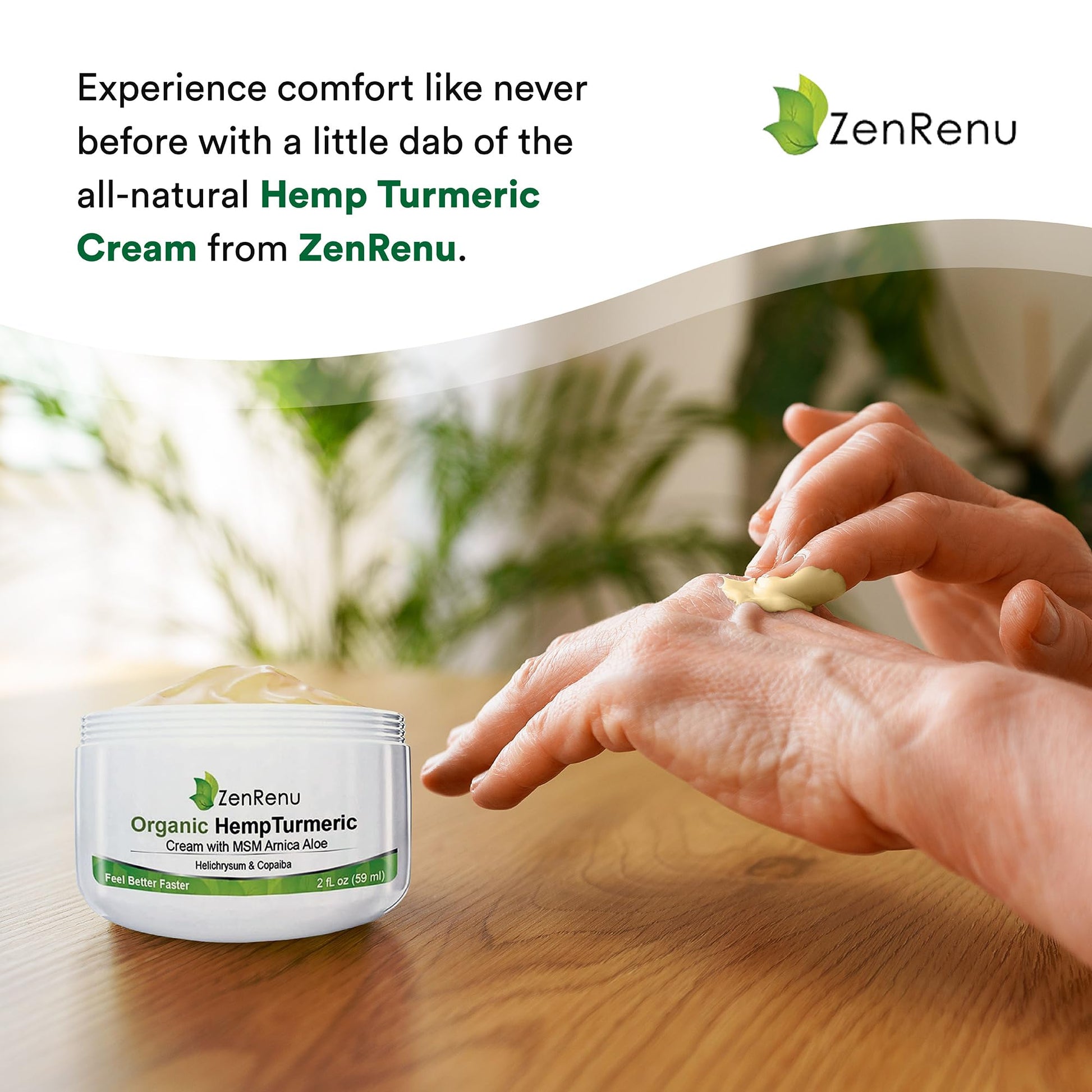 Zenrenu Hemp Joint & Muscle Relief Cream with Turmeric, Arnica, MSM, Hemp Oil & 7 Essential Oils - Non-Greasy & Soothing Formula for Back, Neck, Elbows, Knees, & Hip - ZenRenu, 2 oz Zenrenu buy australia supplements