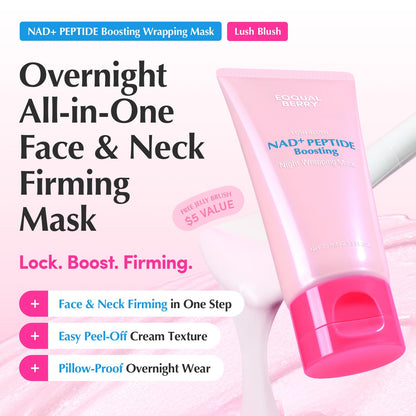 EQQUALBERRY NAD+ Peptide Boosting Night Wrapping Mask | Easy Peel Off Overnight Facial Mask for Face, Neck Lifting & Firming | Glowing Glass Skin | Korean Skin Care, 2.53 fl.oz EQQUALBERRY