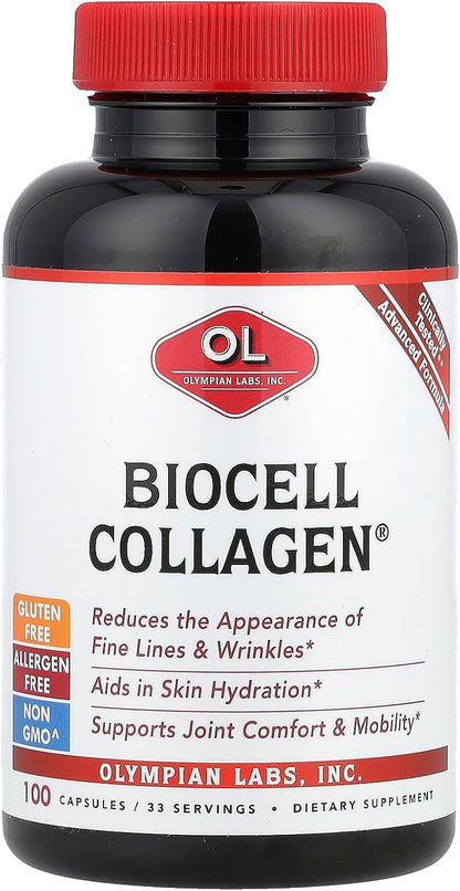 Olympian Labs Biocell Collagen II 1500mg Supplement Capsules Non-GMO, Gluten-Free, Allergan-Free - Supports Skin & Joint Health and Cartilage Producing Cells Olympian Labs