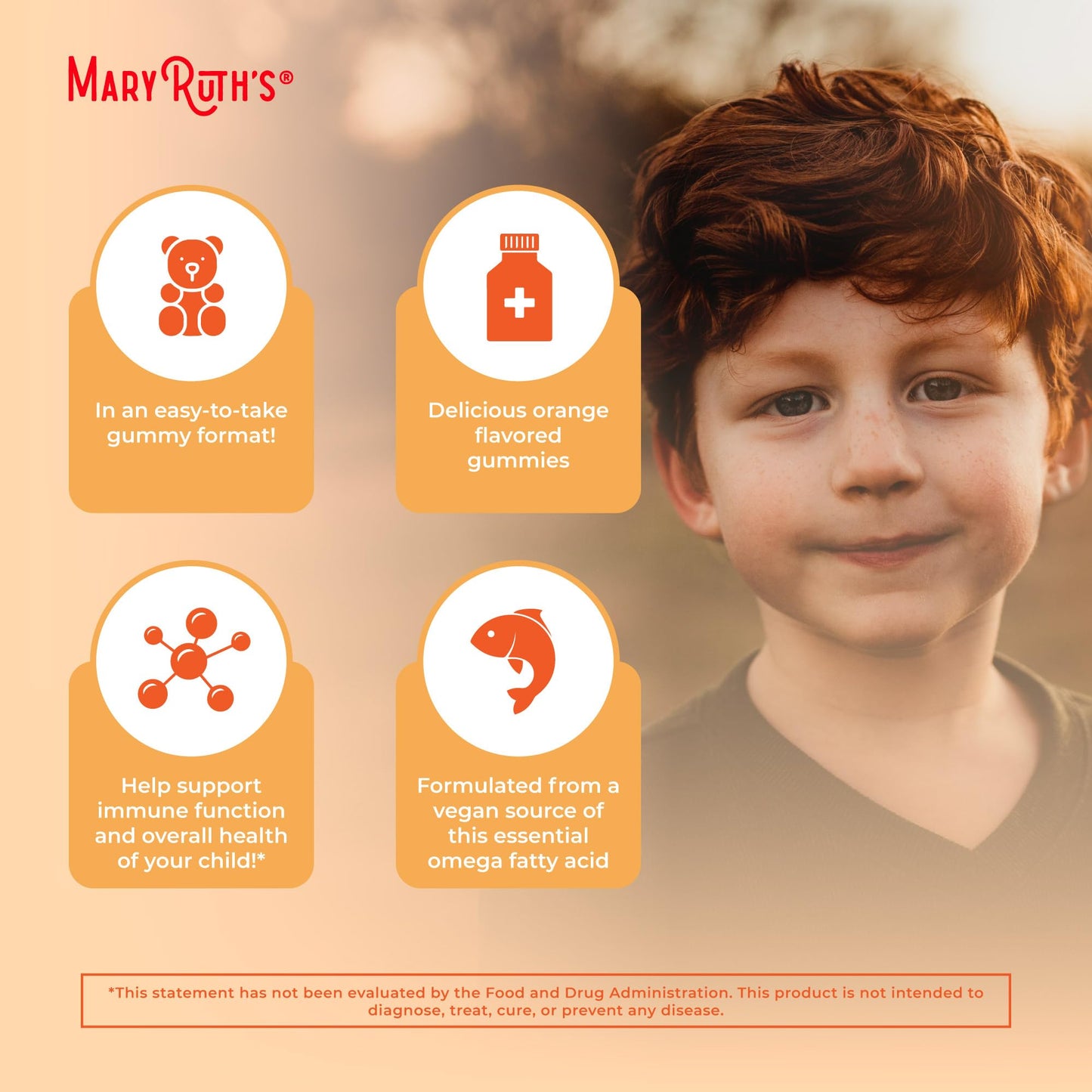 MARYRUTH'S Vegan Omega 3 Gummies for Kids 2+, 2 Month Supply, Sugar Free, Omega 3 Supplement with Vitamin C, Flaxseed Oil, Immune Support MARYRUTH'S
