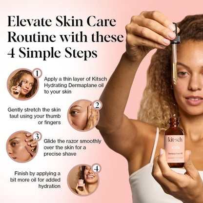 Kitsch Dermaplane Face Oil with Jojoba & Argan Oil – Hydrating Facial Formula for Dermaplaning Tool, Gua Sha & Razor Use Kitsch
