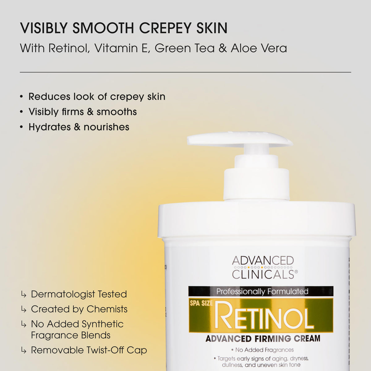 Advanced Clinicals Retinol Body Lotion & Face Moisturizer | Visible Anti Aging Skin Care Retinol Body Cream For Women & Men Targets Look Of Fine Lines, Wrinkles, & Crepe Looking Dry Skin, 16 Ounce Advanced Clinicals