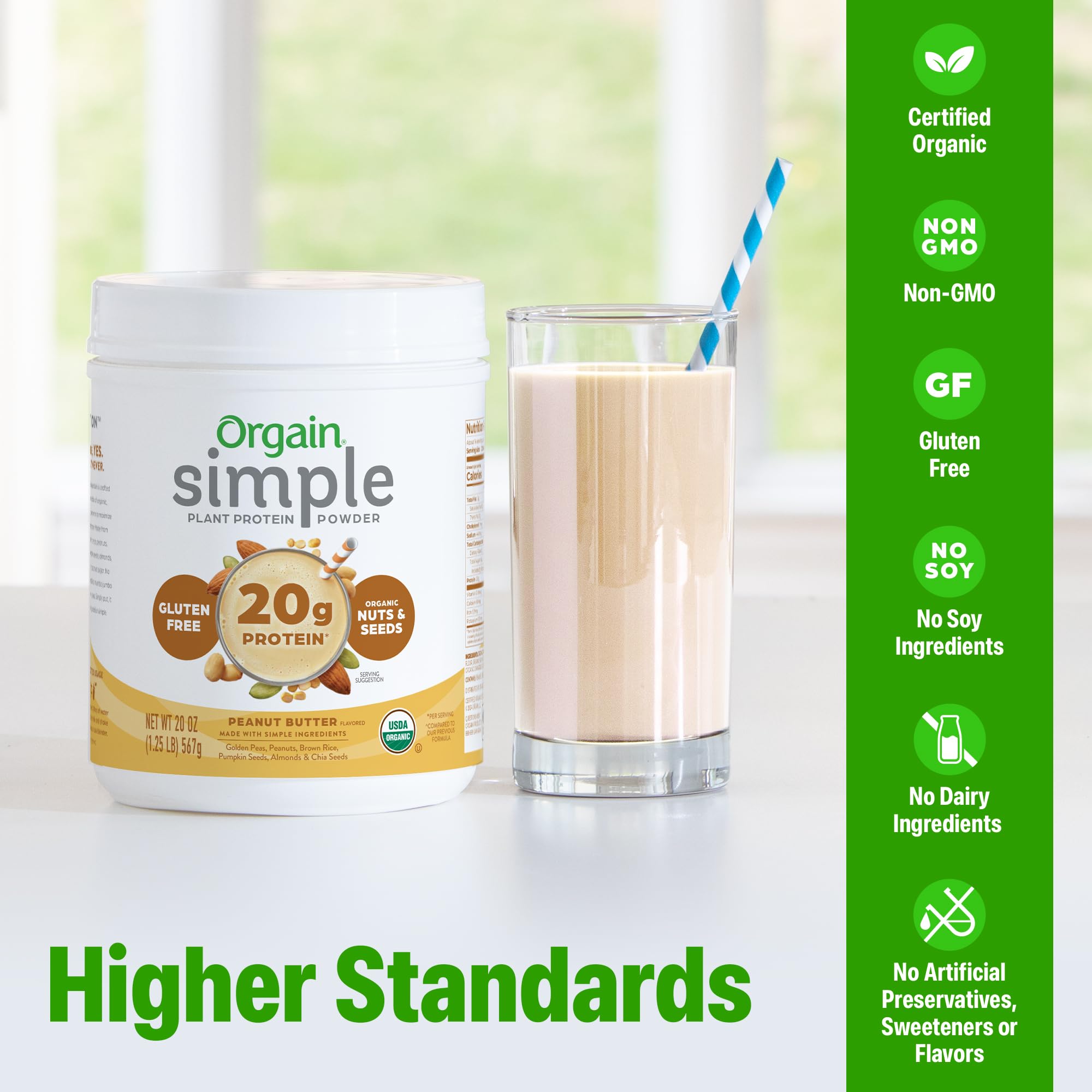 Orgain Organic Simple Vegan Protein Powder, Peanut Butter - 20g Plant Based Protein, With less Ingredients, No Artificial Sweeteners, Gluten Free, No Dairy or Lactose, 1.25 lb (Packaging May Vary) Orgain buy australia supplements