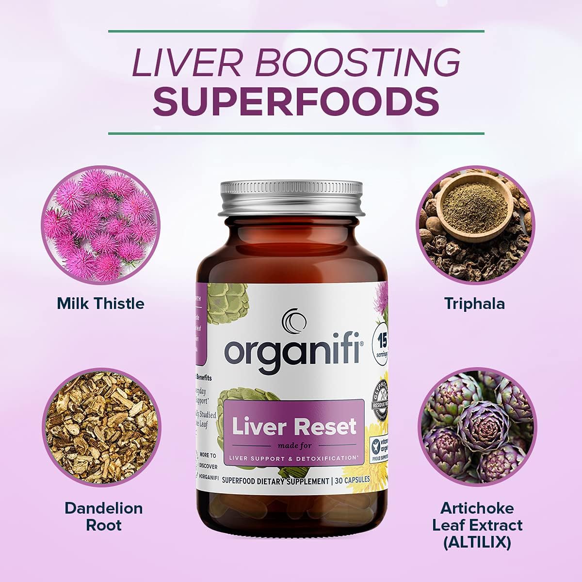 Organifi - Liver Reset - Liver Detox - Digestive and Immune Support - Promotes Cellular Energy Production, 30 Capsules Gsupps Australia