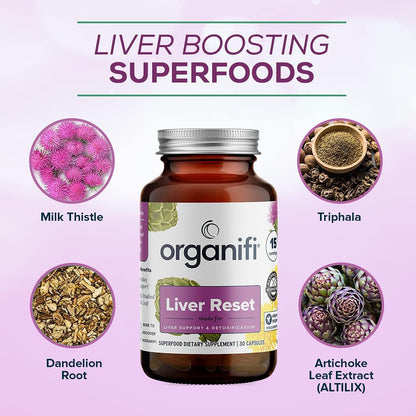 Organifi - Liver Reset - Liver Detox - Digestive and Immune Support - Promotes Cellular Energy Production, 30 Capsules Gsupps Australia