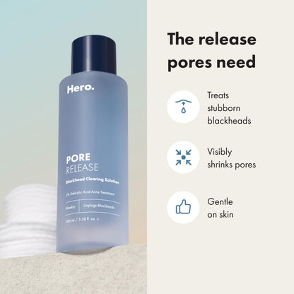 Hero Cosmetics Pore Release Blackhead Clearing Solution, Exfoliating 2% Salicylic Acid Toner Featuring AHA, BHA, and PHA HERO COSMETICS
