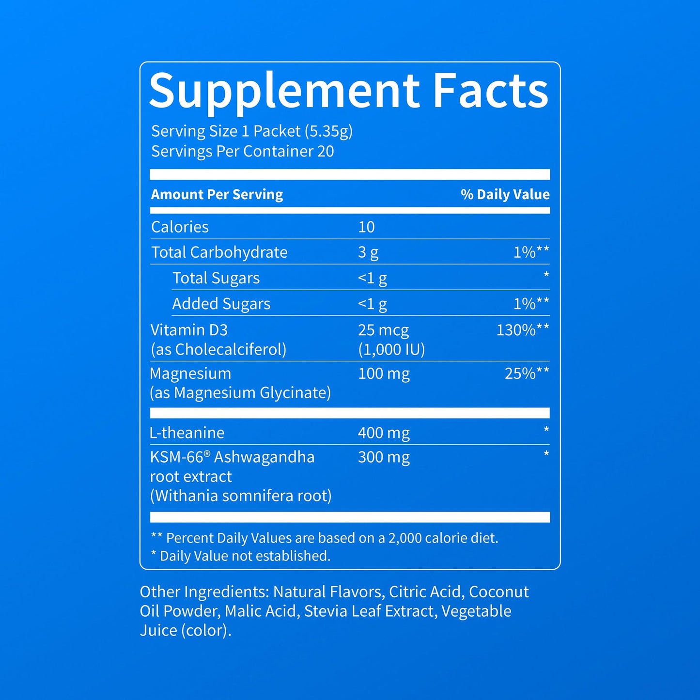 Nello Supercalm Powdered Drink Mix, Cortisol Reducer*, Sleep Aid Supplement, L Theanine, Ksm-66 Ashwagandha, Magnesium Glycinate, Vitamin D 3, No Sugar Nello