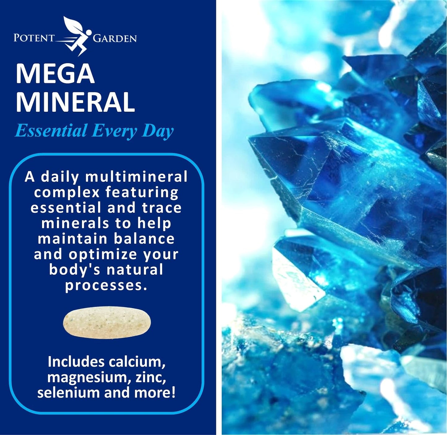 Potent Garden Mega Mineral Supplement Complete Mineral Complex with Calcium Magnesium Zinc Potassium Boron Selenium Chromium & 72 Trace Potent Garden