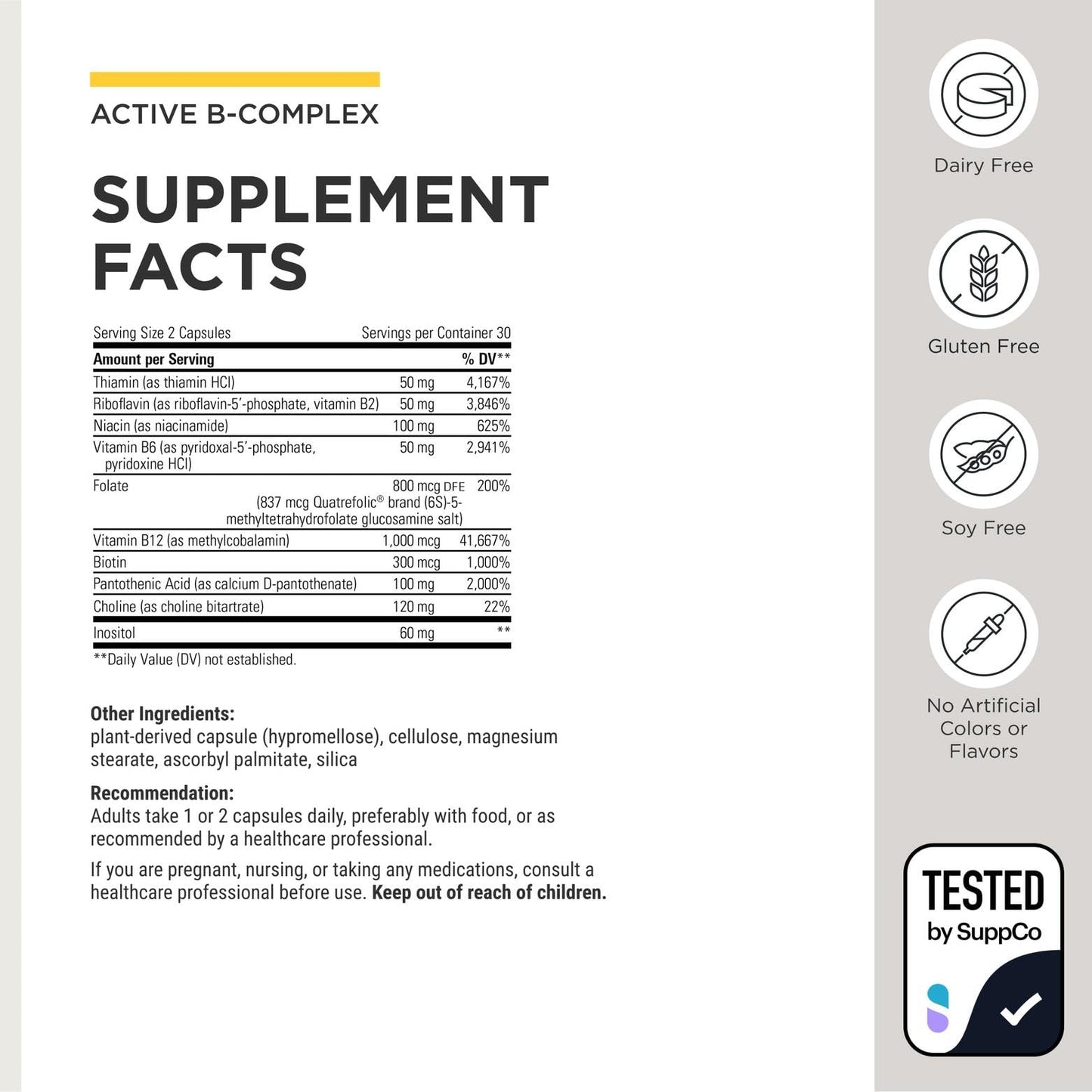 Integrative Therapeutics Active B-Complex - with Choline and Methylfolate - Cellular Energy, Immune Function & Heart Health Support with Vitamins B2, B6 & B12 Integrative Therapeutics
