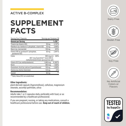 Integrative Therapeutics Active B-Complex - with Choline and Methylfolate - Cellular Energy, Immune Function & Heart Health Support with Vitamins B2, B6 & B12 Integrative Therapeutics