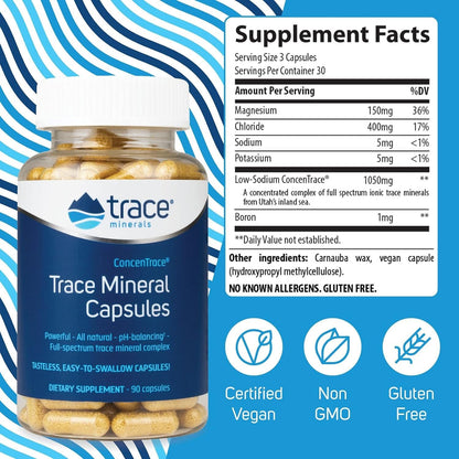 Trace Minerals ConcenTrace Trace Mineral Capsules - ConcenTrace Capsules for Overall Health - Bone Strength, Muscle Recovery & Energy Support Trace Minerals