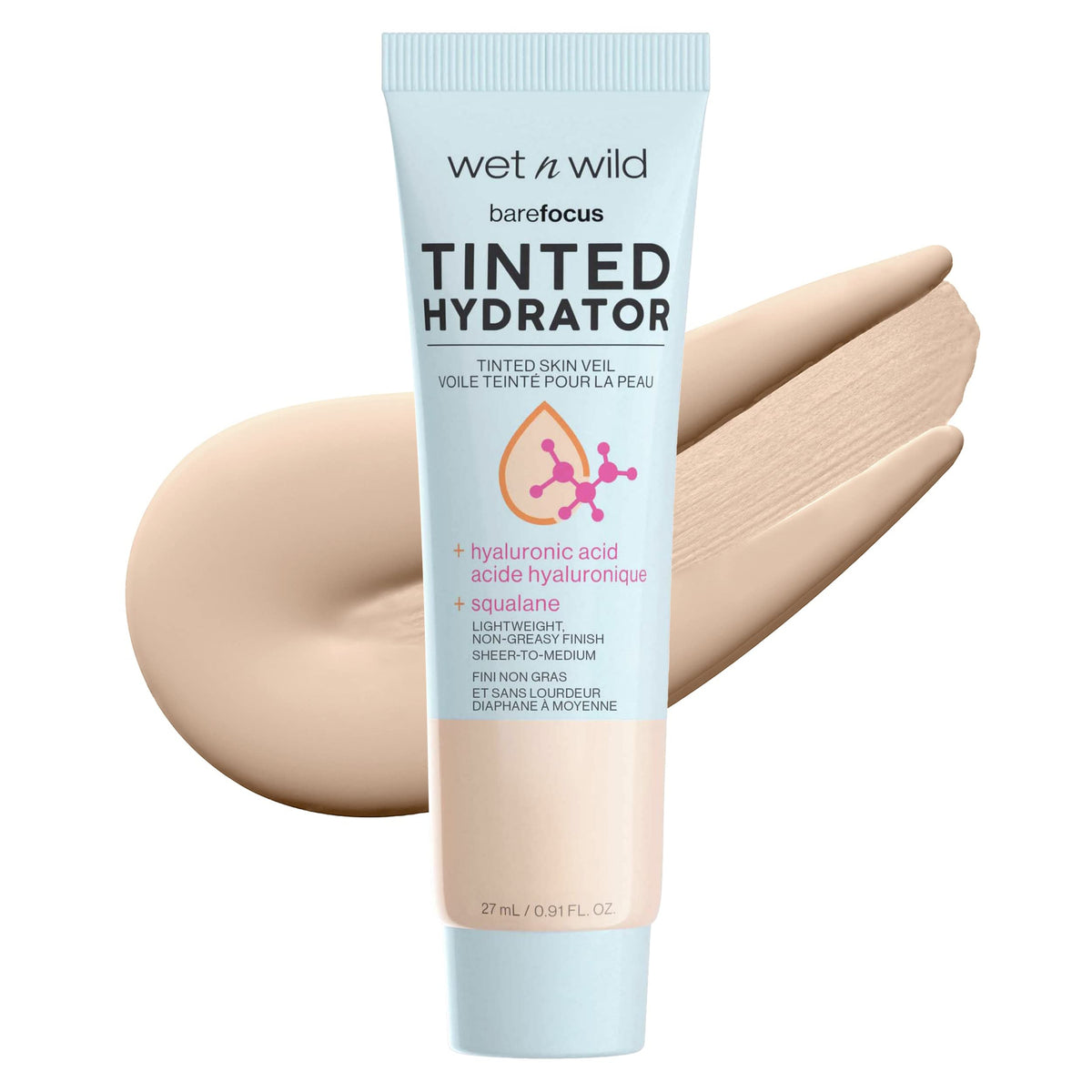 wet n wild Bare Focus Tinted Hydrator Tinted Skin Veil, Lightweight Buildable Coverage with Hyaluronic Acid & Vegan Squalane, Sheer-to-Medium Coverage, Semi-Matte Finish, Cruelty-Free - Light Medium wet n wild