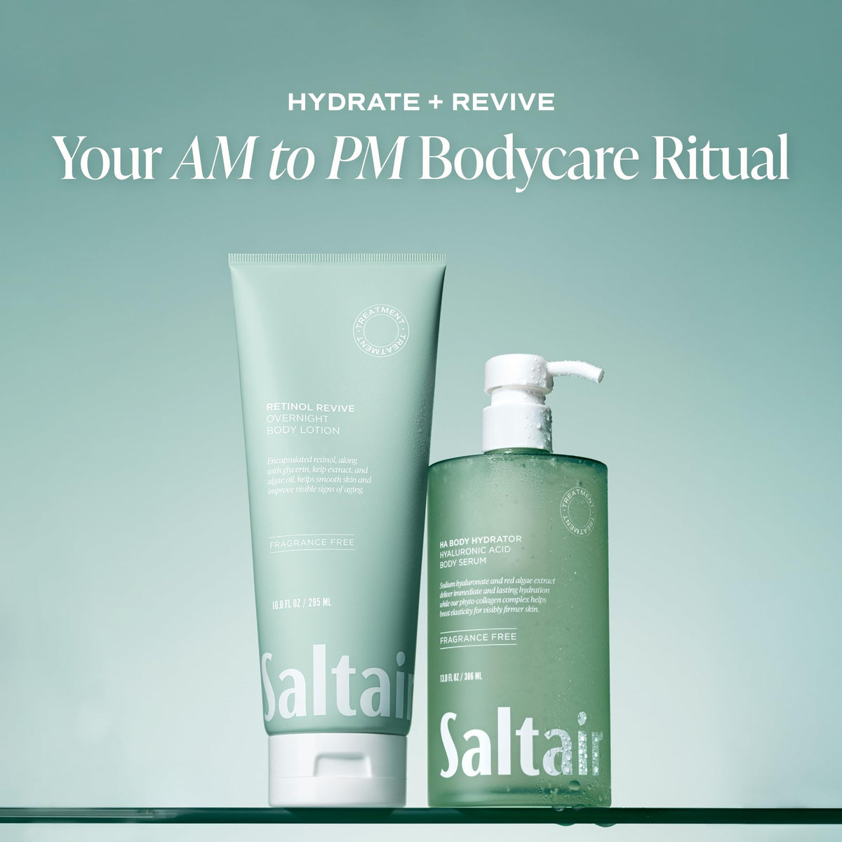 Saltair Hyaluronic Acid Body Serum | Fragrance-Free HA Hydrator | 13 oz Saltair