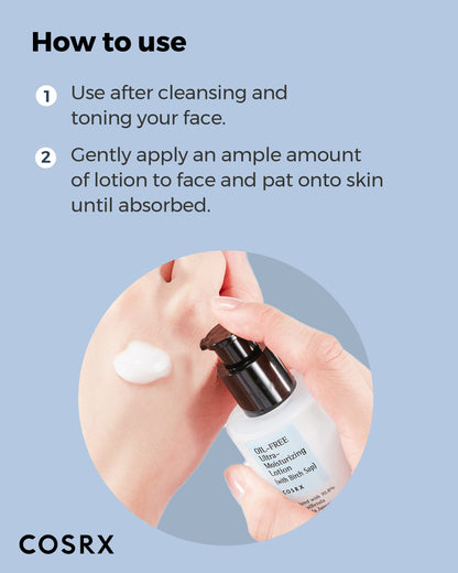 COSRX Oil Free Lotion with Birch Sap, Acne Facial Moisturizer, 3.38 fl oz COSRX