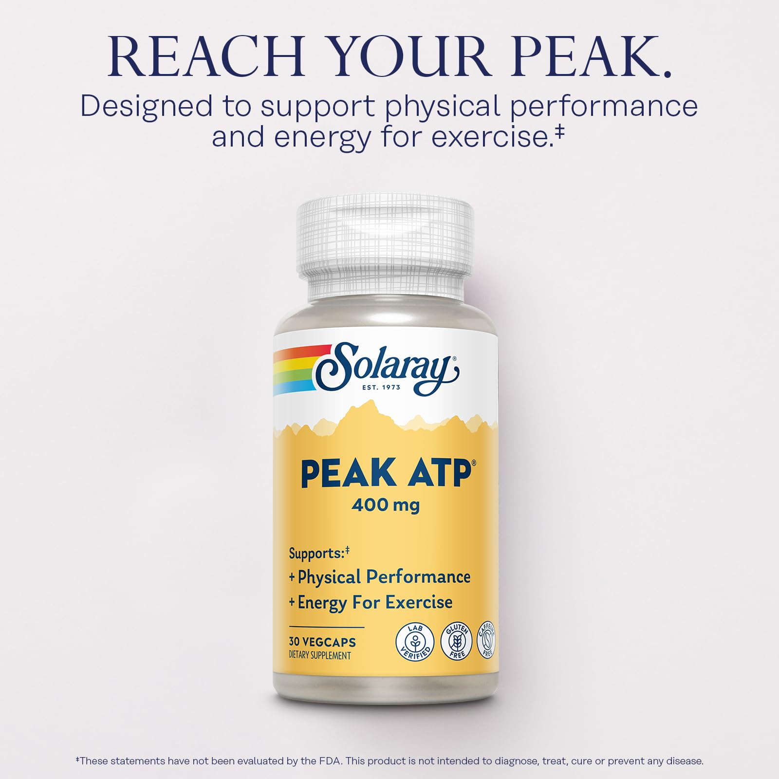 SOLARAY Peak ATP 400 mg - Physical Performance and Exercise Energy Supplements - Stim Free Pre Workout Pills - No Caffeine or Gluten - Lab Verified - 60-Day Guarantee - 30 Servings, 30 VegCaps SOLARAY buy australia supplements
