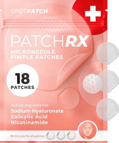PatchRx Micro Needle Pimple Patch (18 Pack) - Hydrocolloid Micropoint Pimple Patch For Acne & Pimples, Microdart Patch, Micro Dart Pimple Patches PatchRx