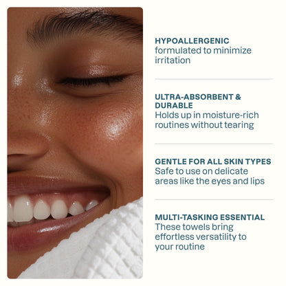 Cliganic Clean Face Towels XL, Disposable, Ultra-Absorbent, Hypoallergenic & Soft - Makeup Remover Dry Wipes, Pamper Your Face, Feel Fresh & Radiant, Hygienic Towelettes, for All Skin Types (50 Ct) Cliganic
