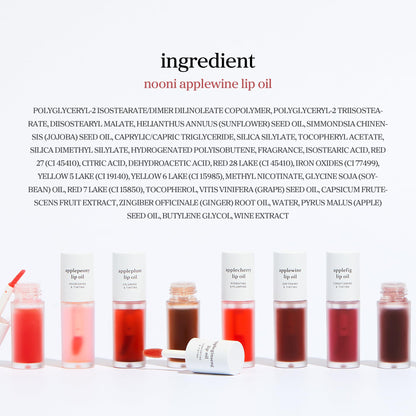 NOONI Korean Lip Oil - Applewine - Plumping & Hydrating Tinted Lip Gloss NOONI