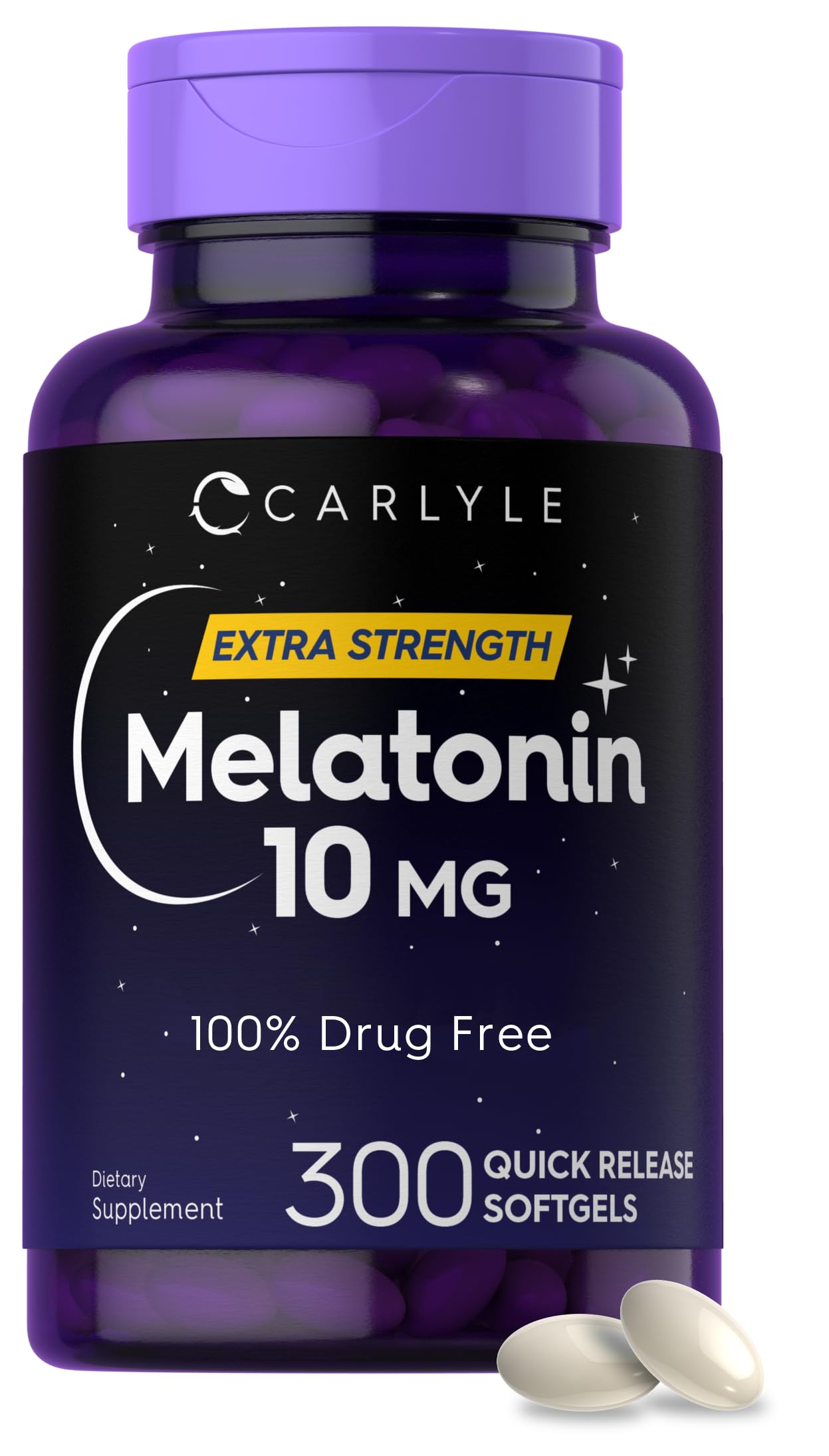 Carlyle Melatonin 10mg | 300 Softgels | Extra Strength Support for Adults | Non-GMO, Gluten Free Supplement Carlyle