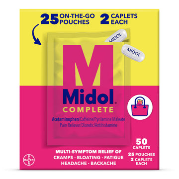 Midol Complete On The Go Caplets with Acetaminophen for Menstrual Symptom Relief, Period Cramp and Menstrual Pain Relief, 50 Count (25 Pouches of 2) Midol buy australia supplements