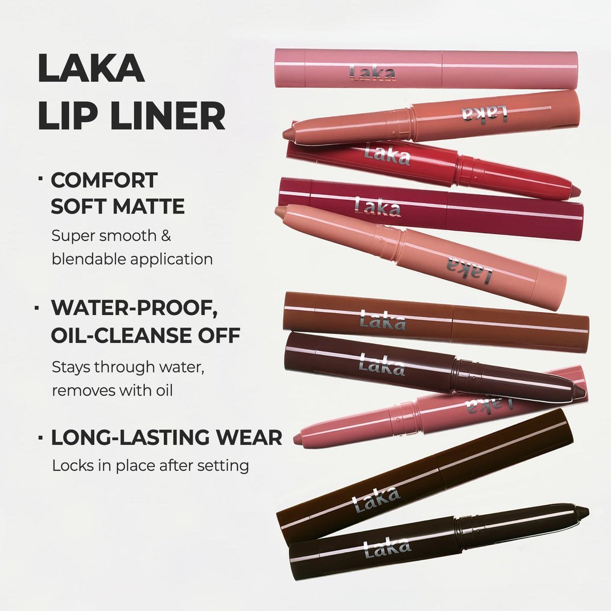 Laka Lip Liner - Smooth & Blendable Soft Matte Lip Contour Pencil for Shaping & Overlining Lips | Waterproof Formula, Oil-Cleanse Off, Long-Lasting Wear | #08 Burnt Brown (Deep Cocoa Brown) Laka