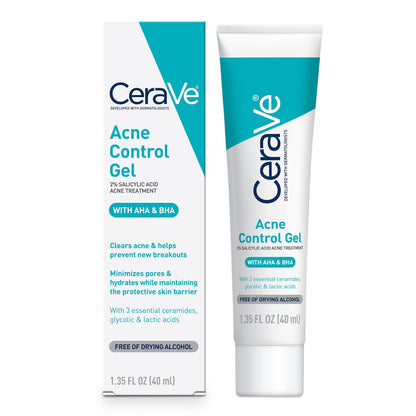 CeraVe Acne Control Gel, 2% Salicylic Acid Treatment With Glycolic Acid + Lactic Acids CeraVe