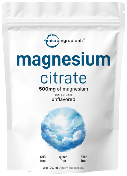 Magnesium Citrate Powder, 2lbs | Unflavored Magnesium Supplement | Relaxation and Nutrient Utilization | Easily Absorbed Formula | Non-GMO, Vegan, Gluten Free Micro Ingredients