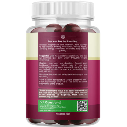 Flow Boosting Beet Root Gummies - Invigorating Beet Gummies for Adults Nitric Oxide Energy & Heart Health Support with Grapeseed Pomegranate & Vitamin B12 - Vegan Non-GMO & Gluten Free - 60 Count Gsupps Australia