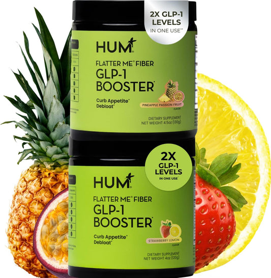 HUM Flatter Me Fiber Supplement for Women & Men, Prebiotics & Digestive Enzymes to Support Weight & Bloating, Digestive & Gut Health, Fiber Powder Drink Mix