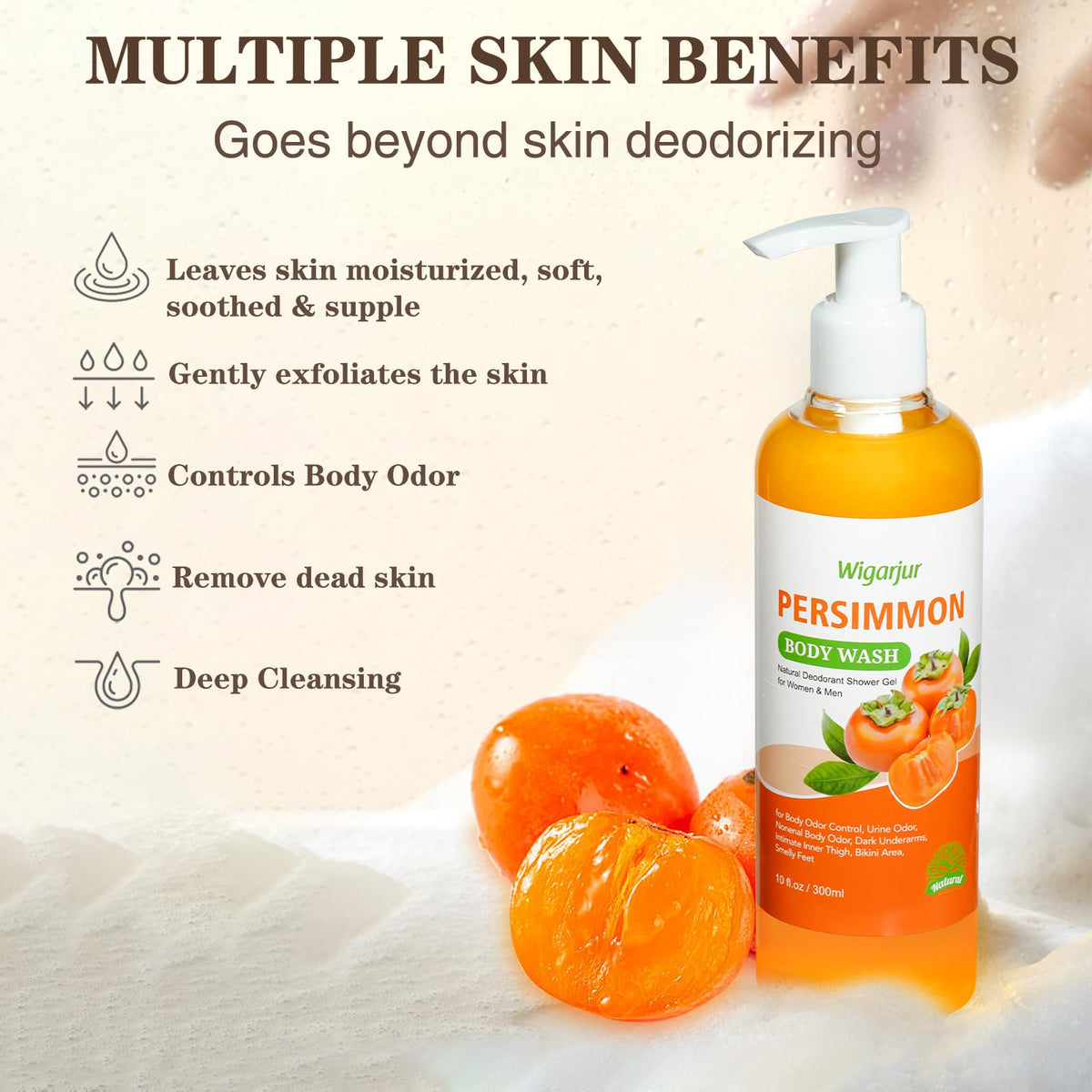 wigarjur Persimmon Body Wash for Old People Smell, Natural Deodorant Bar wigarjur