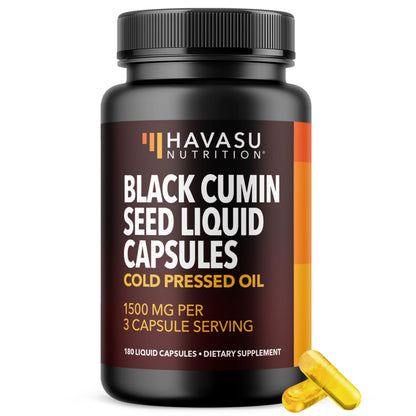 Black Seed Oil Capsules, Vegan, Non-GMO, Cold-Pressed Nigella Sativa, 90ct | 1500mg Per Serving Black Cumin Supplement for Skin Health, Immune Function, and Digestive Health, Unflavored, 30 Servings Gsupps Australia
