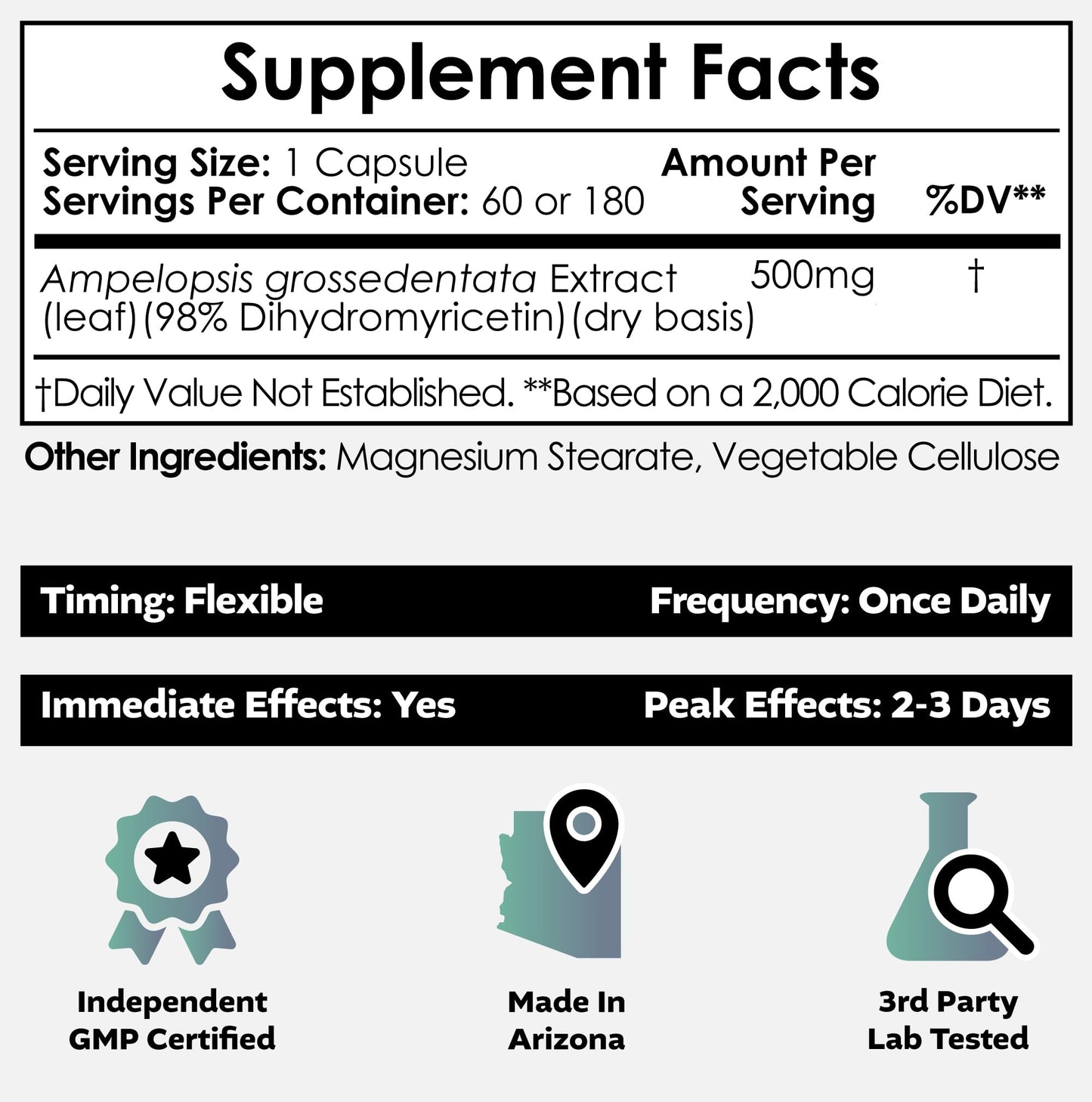 Nootropics Depot Dihydromyricetin (DHM) Capsules | After Drinking Support & Next Day Recovery | DHM Supplement | Supports Alcohol Metabolism | Vine Tea Extract (Ampelopsis grossedentata) | 60ct