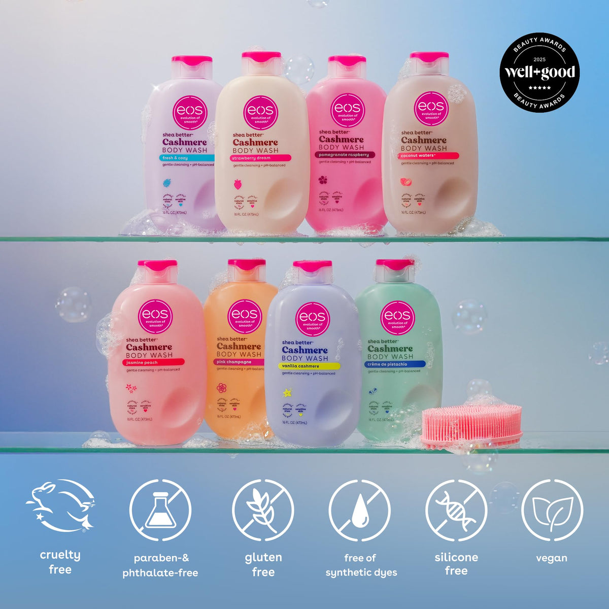 eos Cashmere Body Wash- Fresh & Cozy, Creamy Gel with Shea Butter, 16 fl oz eos