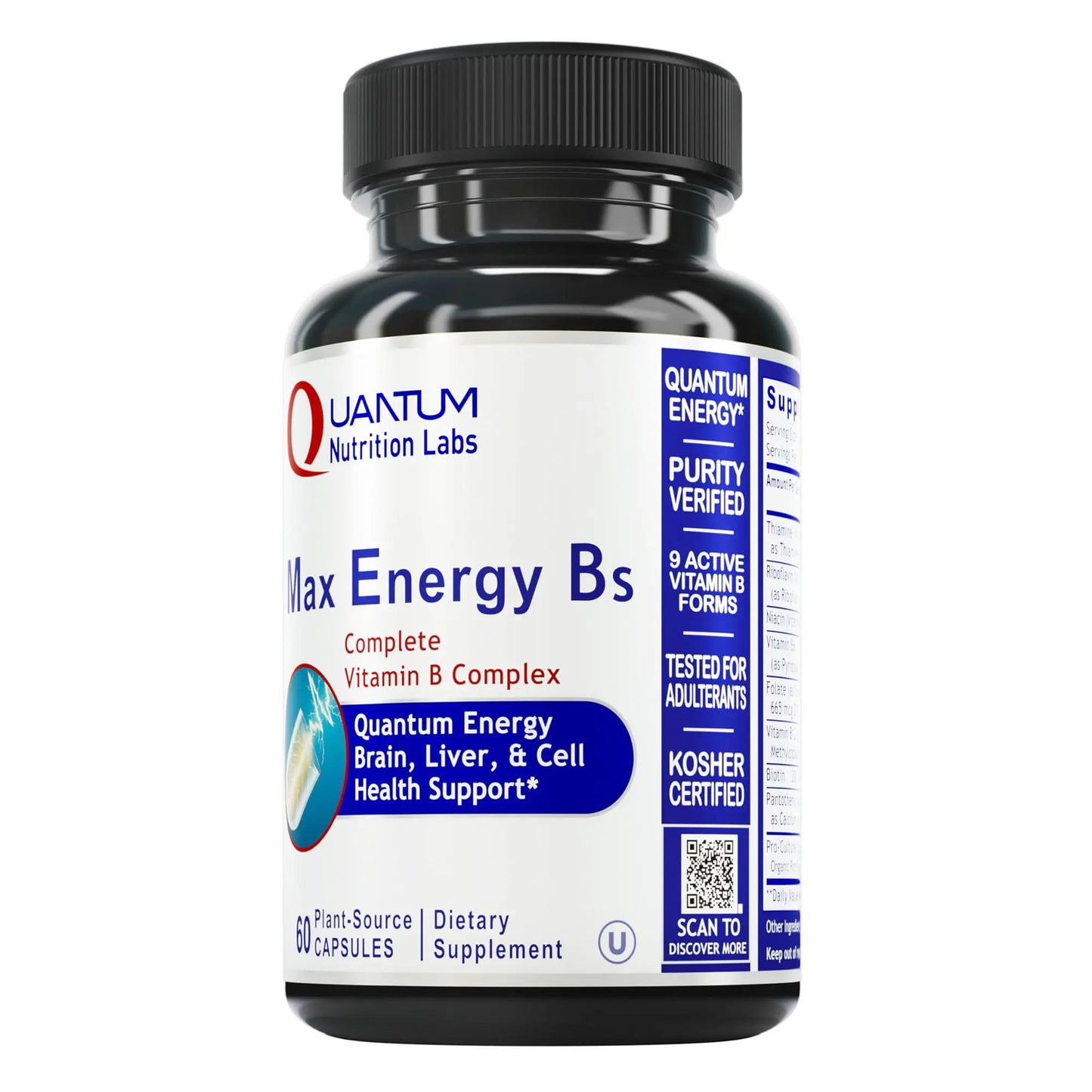 Quantum Nutrition Labs Max Energy Bs - Vitamin B Complex, Methylated B Complex Vitamins with Vitamin B1, B6, B12, Thiamin, Folate and Biotin Quantum Nutrition